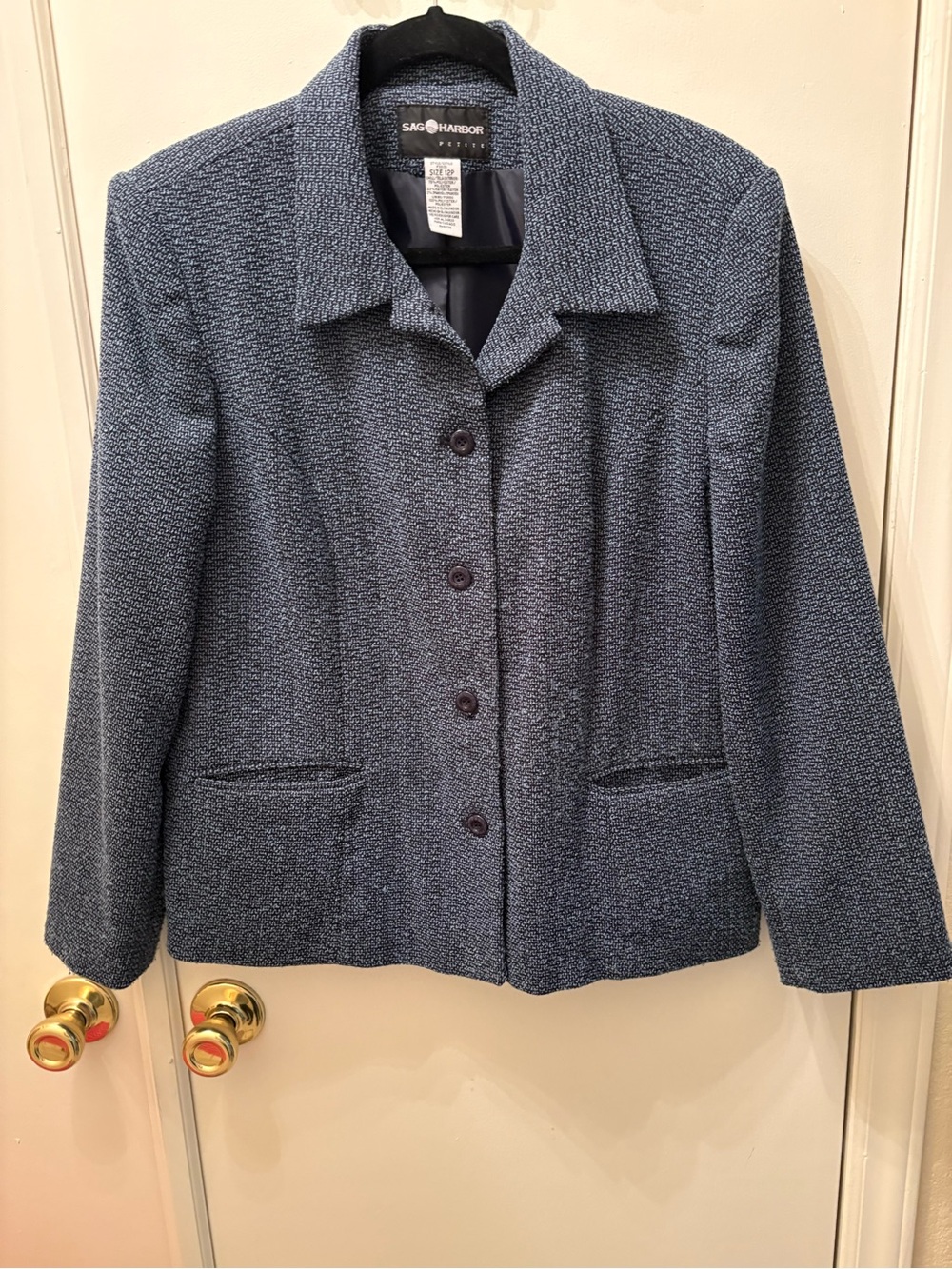 Sag Harbor Navy Textured Button-Front Blazer